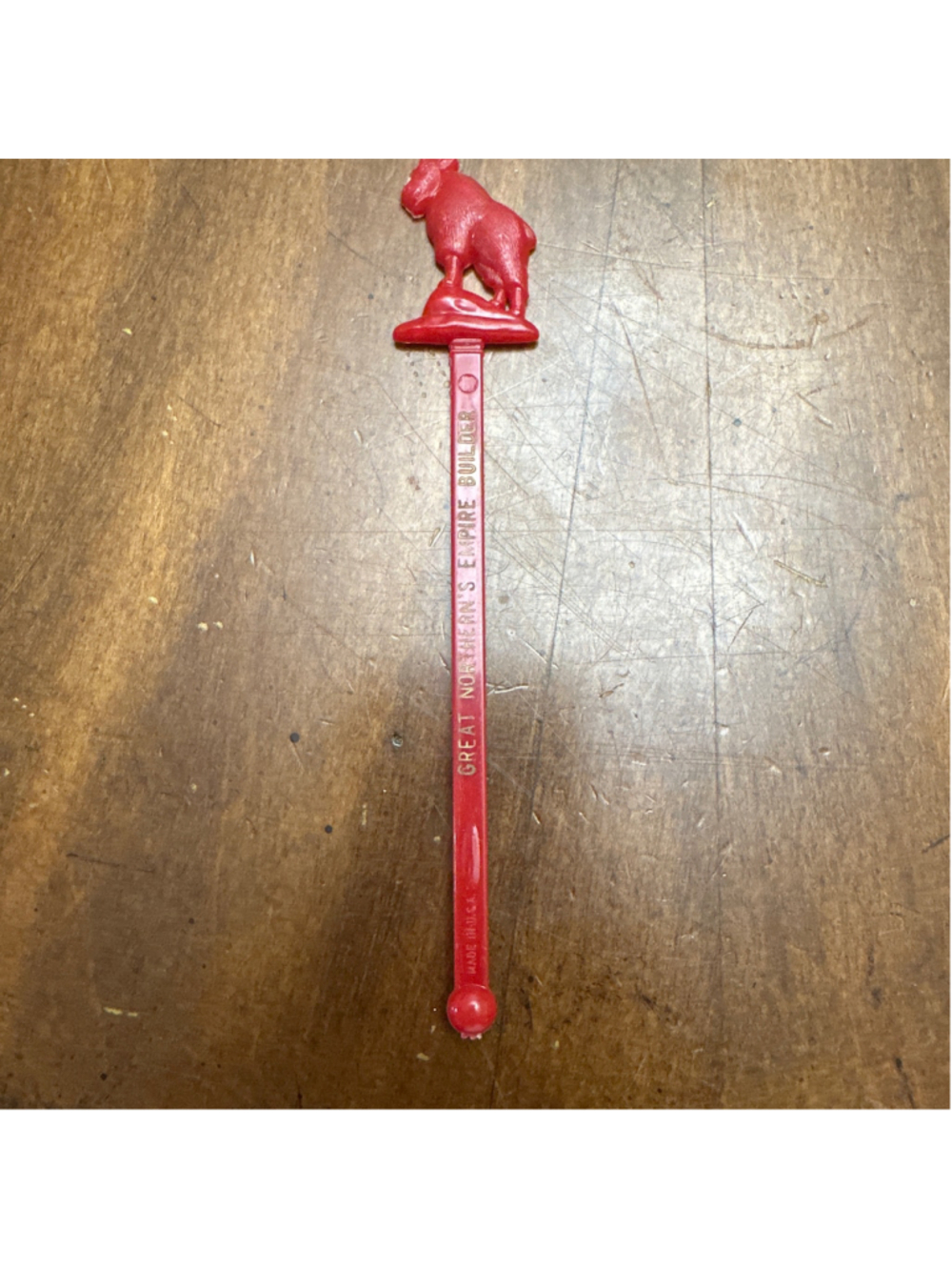 Vintage Great Northern Empire Builder Red Plastic Swizzle Stick